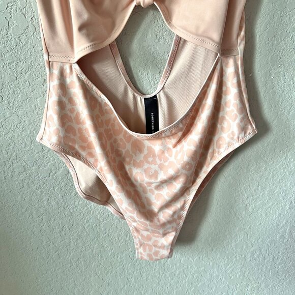 Something Navy One Piece Cutout Swimsuit Pink Cheetah - Picture 5 of 11